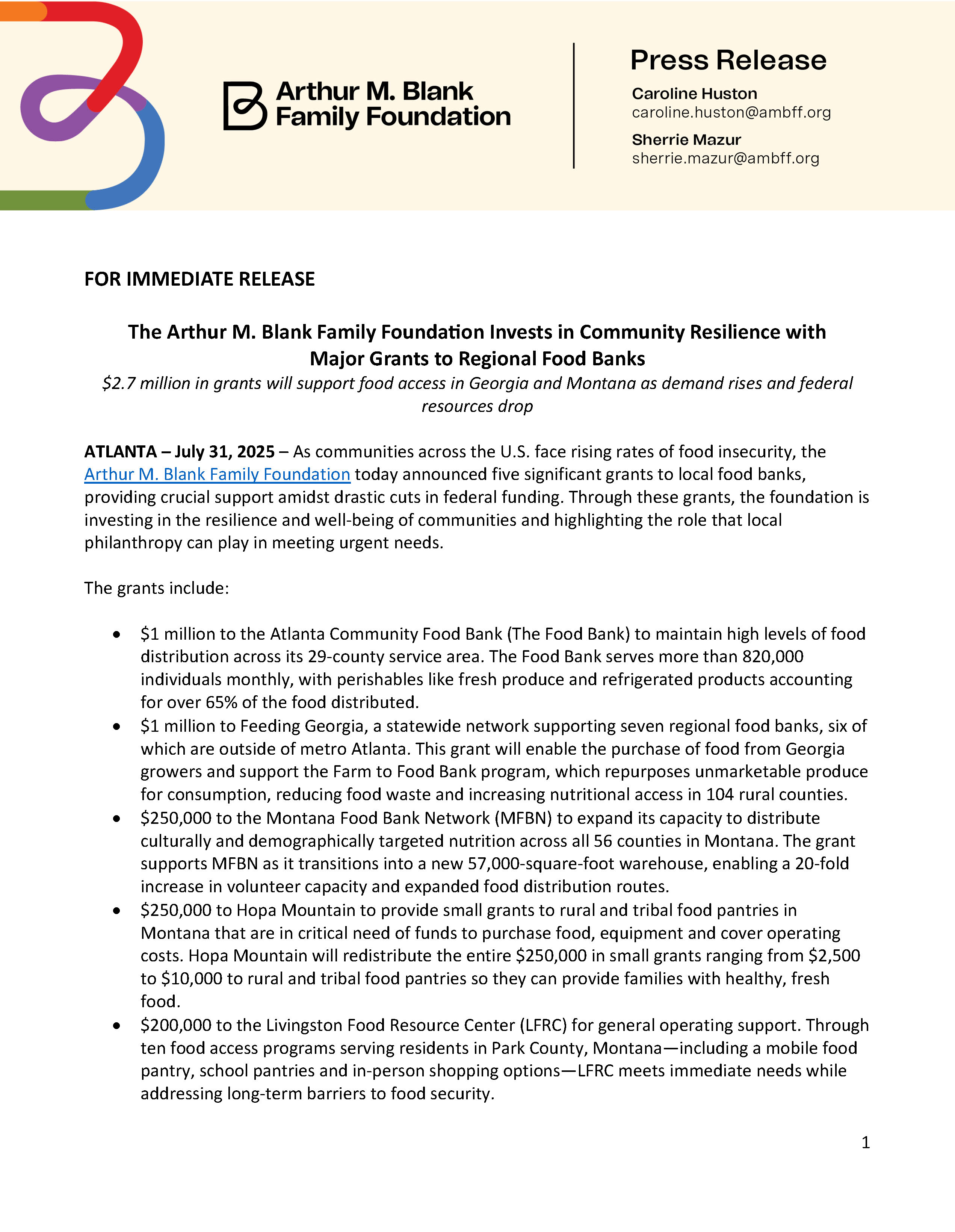AMBFF Food Access Grants FINAL 7.30.25_Page_1 Office of the Attorney General of the State of Georgia logo